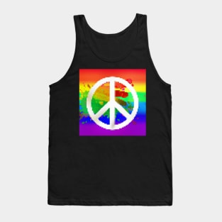 Rainbow Peace sign Glitch 2 Tank Top